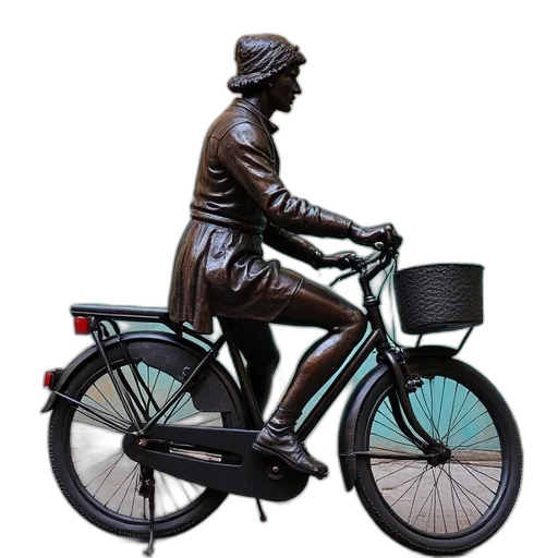 3d render, photorealistic, statue, bicycle transparent PNG cut-out
