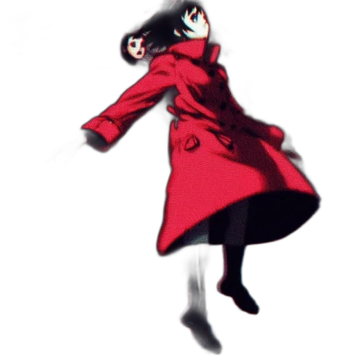 jacket, dress, staff, creature transparent PNG cut-out