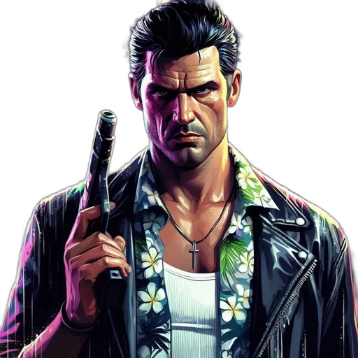 jacket, weapon, concept art, comic book art transparent PNG cut-out