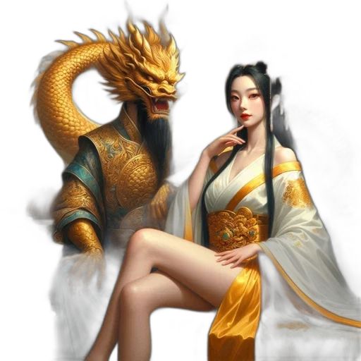 dragon, dress, sword, mask transparent PNG cut-out