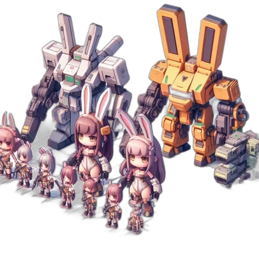 robot, weapon, concept art, pixel art transparent PNG cut-out
