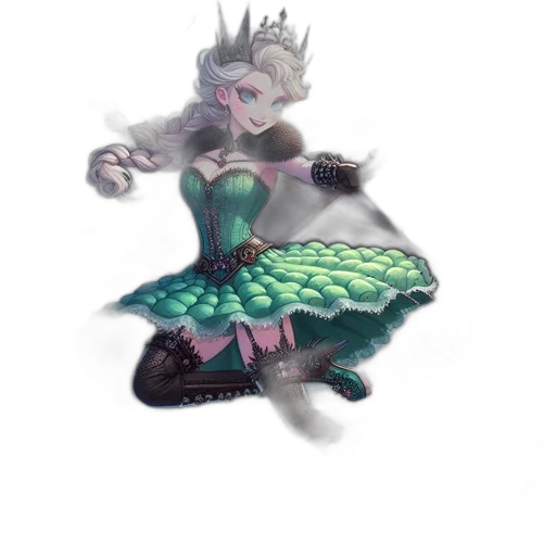 dragon, dress, creature, staff transparent PNG cut-out