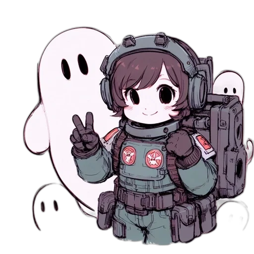 jacket, robot, weapon, staff transparent PNG cut-out