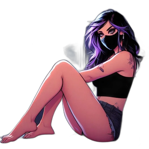 dress, mask, hair, creature transparent PNG cut-out