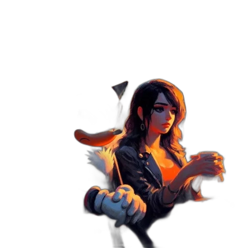 staff, jacket, weapon, pixel art transparent PNG cut-out