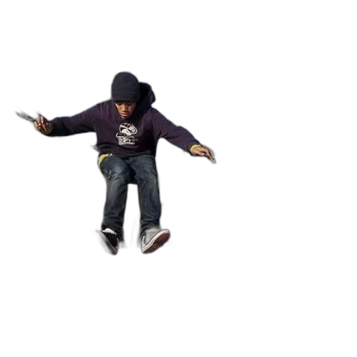 jacket, hat, skateboarder, mid-air transparent PNG cut-out