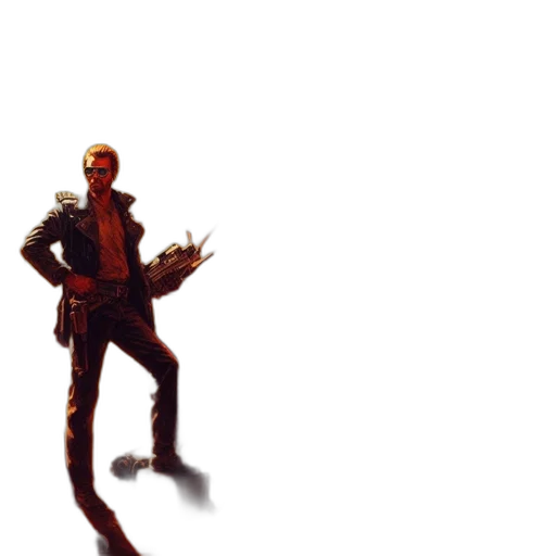 staff, jacket, weapon, robot transparent PNG cut-out