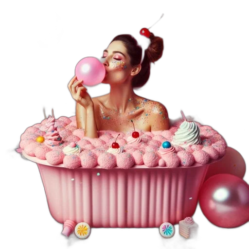 food, pastel, woman, surrounded transparent PNG cut-out