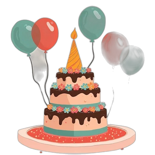 3d render, pastel, happy, birthday transparent PNG cut-out