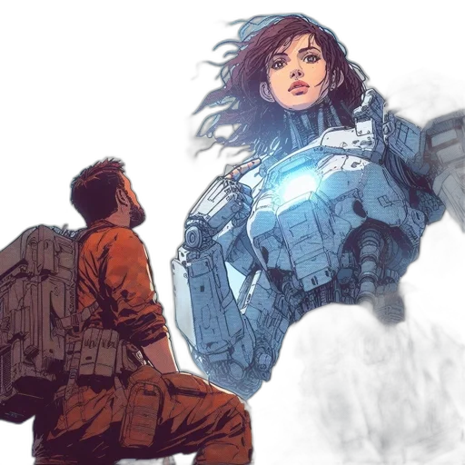 robot, comic book art, concept art, fantasy art transparent PNG cut-out