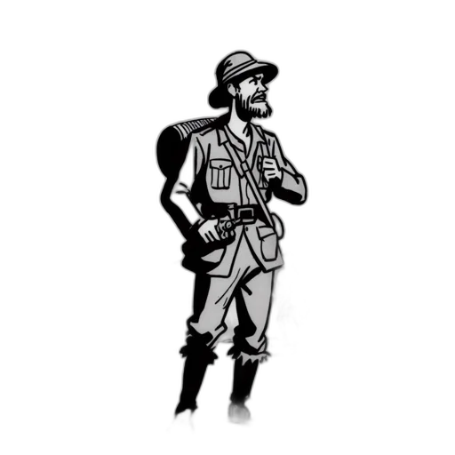 staff, hat, jacket, weapon transparent PNG cut-out
