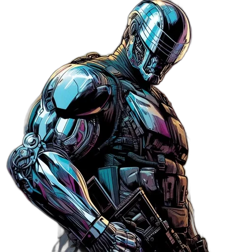 robot, comic book art, concept art, cyberpunk transparent PNG cut-out