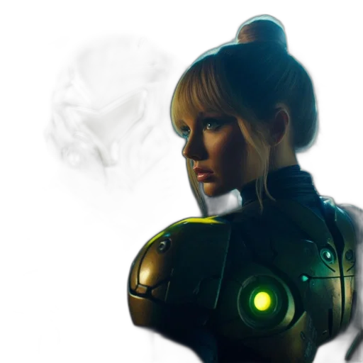 robot, face, concept art, 3d render transparent PNG cut-out