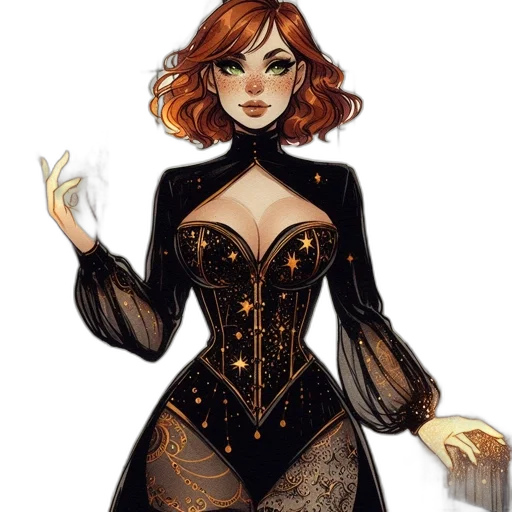 dress, fantasy art, concept art, comic book art transparent PNG cut-out