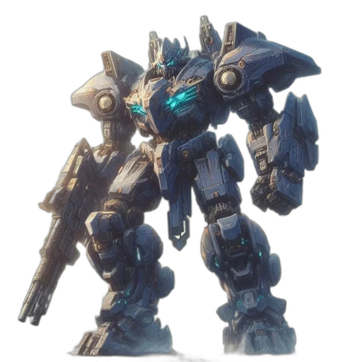 robot, weapon, concept art, 3d render transparent PNG cut-out