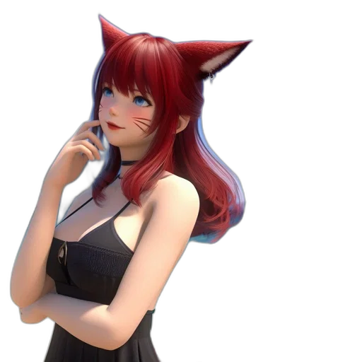 dress, staff, anime, 3d render transparent PNG cut-out