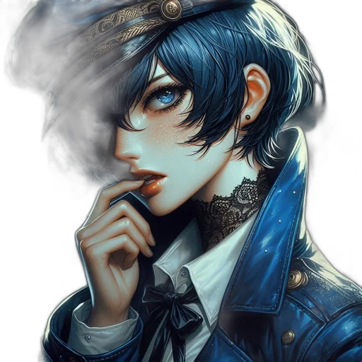 face, staff, jacket, hat transparent PNG cut-out
