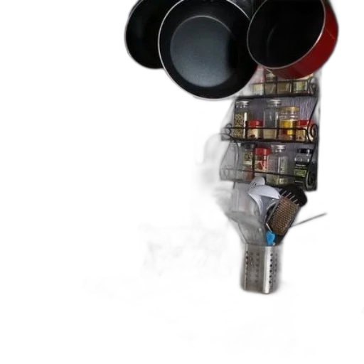 robot, mask, weapon, bottle transparent PNG cut-out