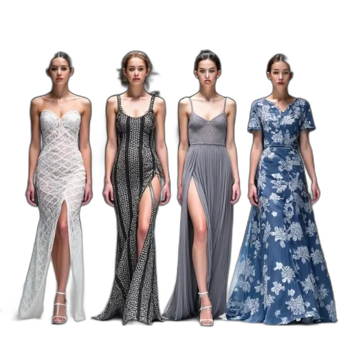 dress, concept art, photorealistic, monochrome transparent PNG cut-out