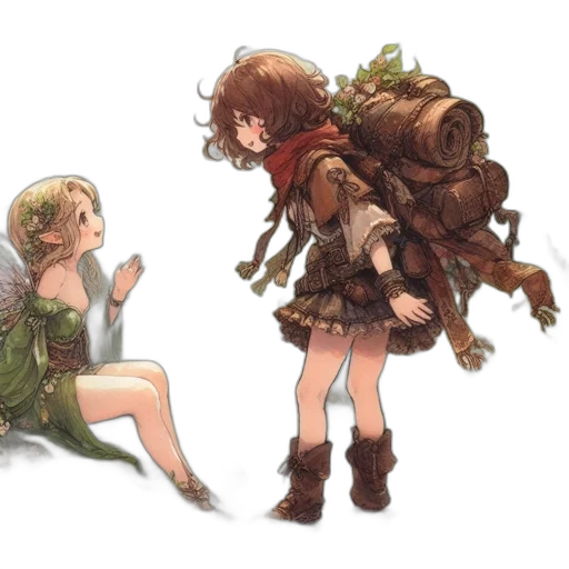 concept art, fantasy art, watercolor, pixel art transparent PNG cut-out