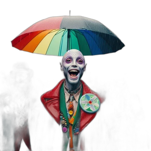 umbrella, mask, creature, jacket transparent PNG cut-out