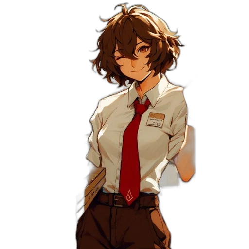 staff, jacket, dress, hair transparent PNG cut-out