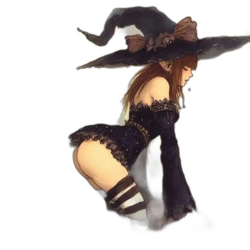 hat, staff, weapon, dress transparent PNG cut-out