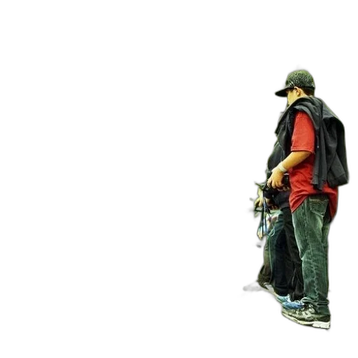 jacket, staff, hat, bottle transparent PNG cut-out