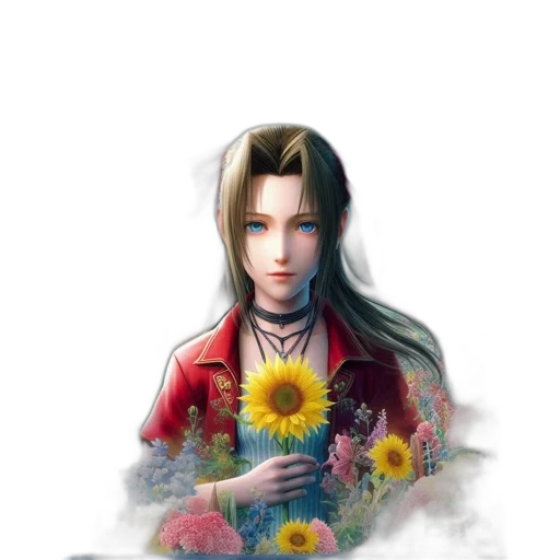 flower, face, staff, jacket transparent PNG cut-out