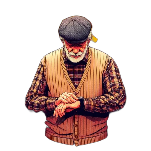jacket, hat, staff, pixel art transparent PNG cut-out