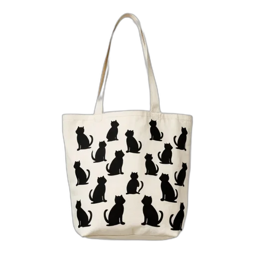 white, canvas, handbag, pattern transparent PNG cut-out