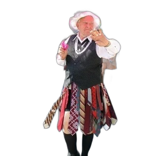 dress, hat, jacket, staff transparent PNG cut-out