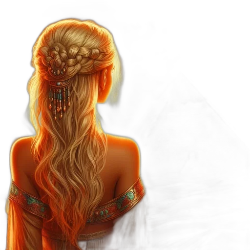 hair, crown, dress, fantasy art transparent PNG cut-out
