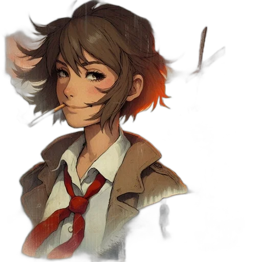 face, jacket, staff, hair transparent PNG cut-out