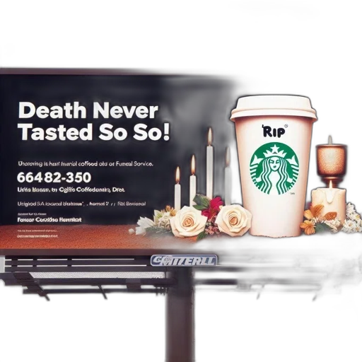 advertisement, shows, coffin, starbucks transparent PNG cut-out