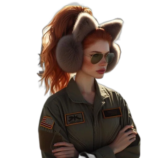 jacket, hat, hair, staff transparent PNG cut-out