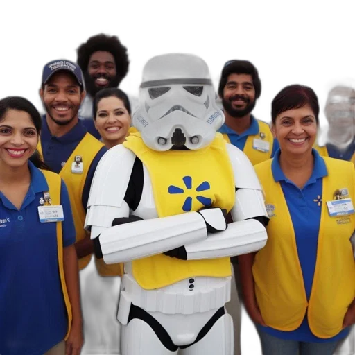 staff, walmart, employees, stand transparent PNG cut-out