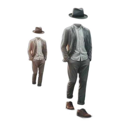 jacket, hat, staff, 3d render transparent PNG cut-out