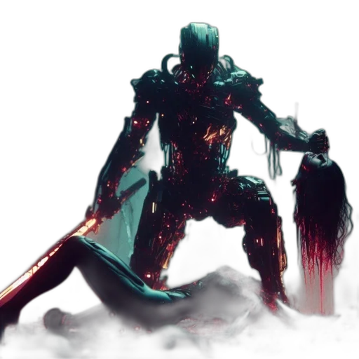 robot, sword, concept art, fantasy art transparent PNG cut-out