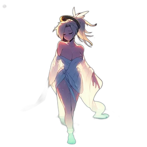 dress, creature, staff, flower transparent PNG cut-out