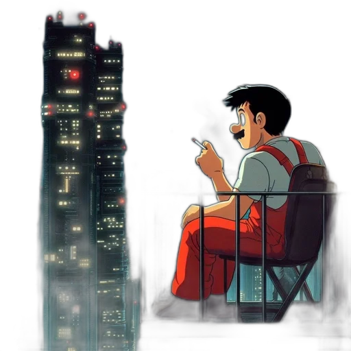 building, concept art, comic book art, cyberpunk transparent PNG cut-out
