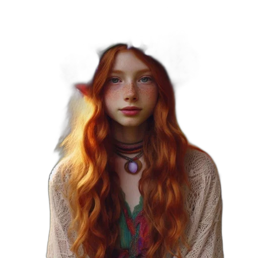 face, dress, hair, dragon transparent PNG cut-out