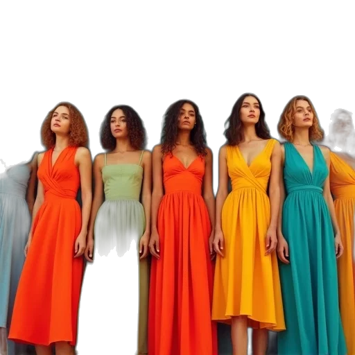 dress, colorful, earth tones, neon transparent PNG cut-out