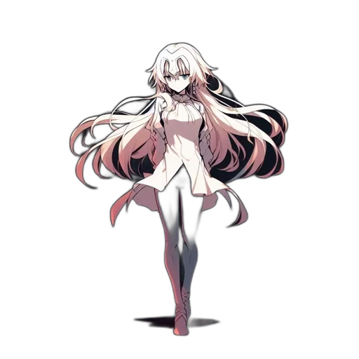 dress, hair, creature, staff transparent PNG cut-out