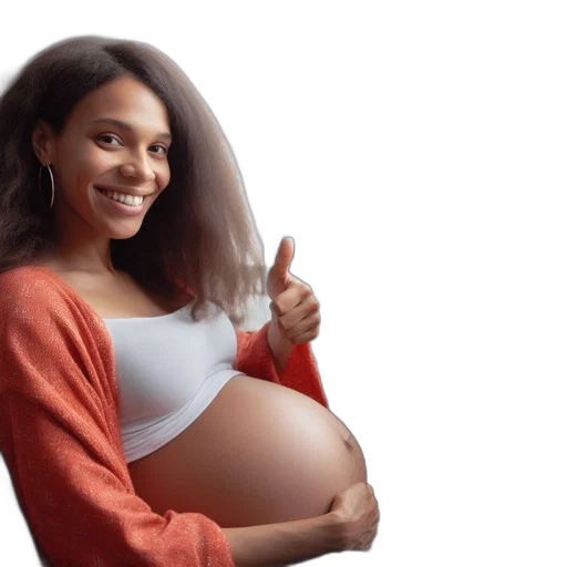 photorealistic, smiling, expectant, mother transparent PNG cut-out