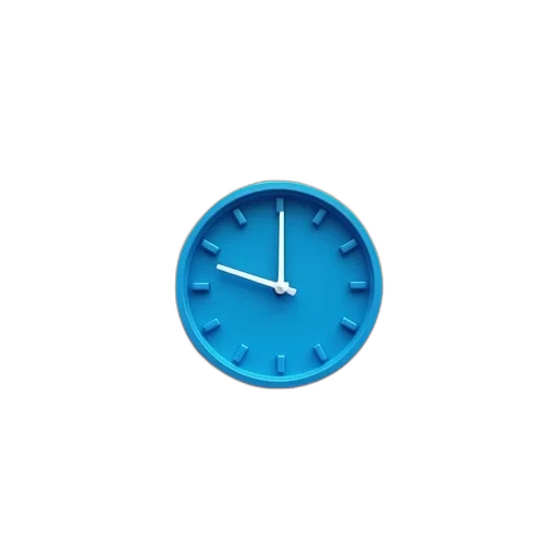 3d render, photorealistic, blue, clock transparent PNG cut-out