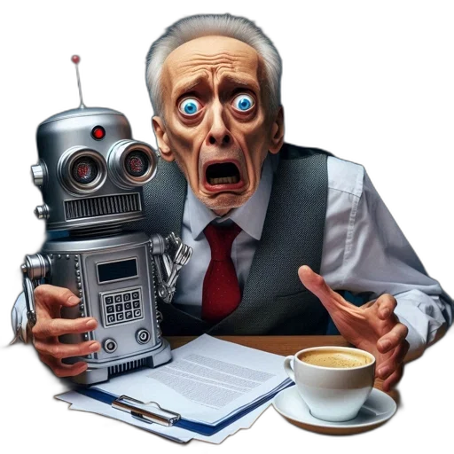 robot, concept art, 3d render, senior transparent PNG cut-out