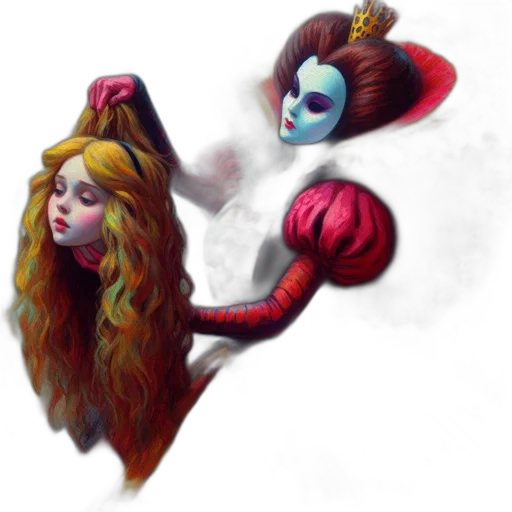 hair, mask, crown, staff transparent PNG cut-out