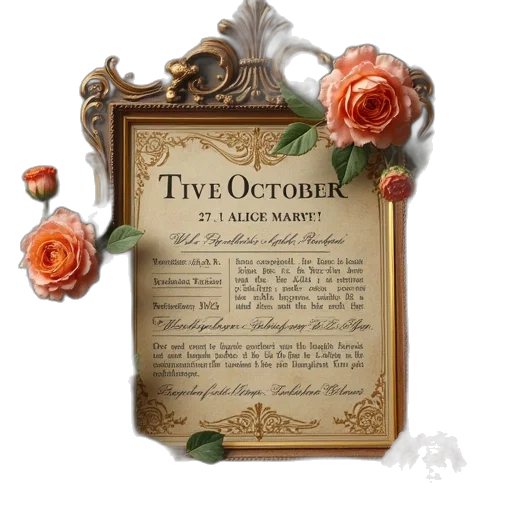 text, says, october, alice transparent PNG cut-out