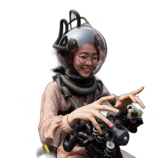 robot, mask, staff, creature transparent PNG cut-out